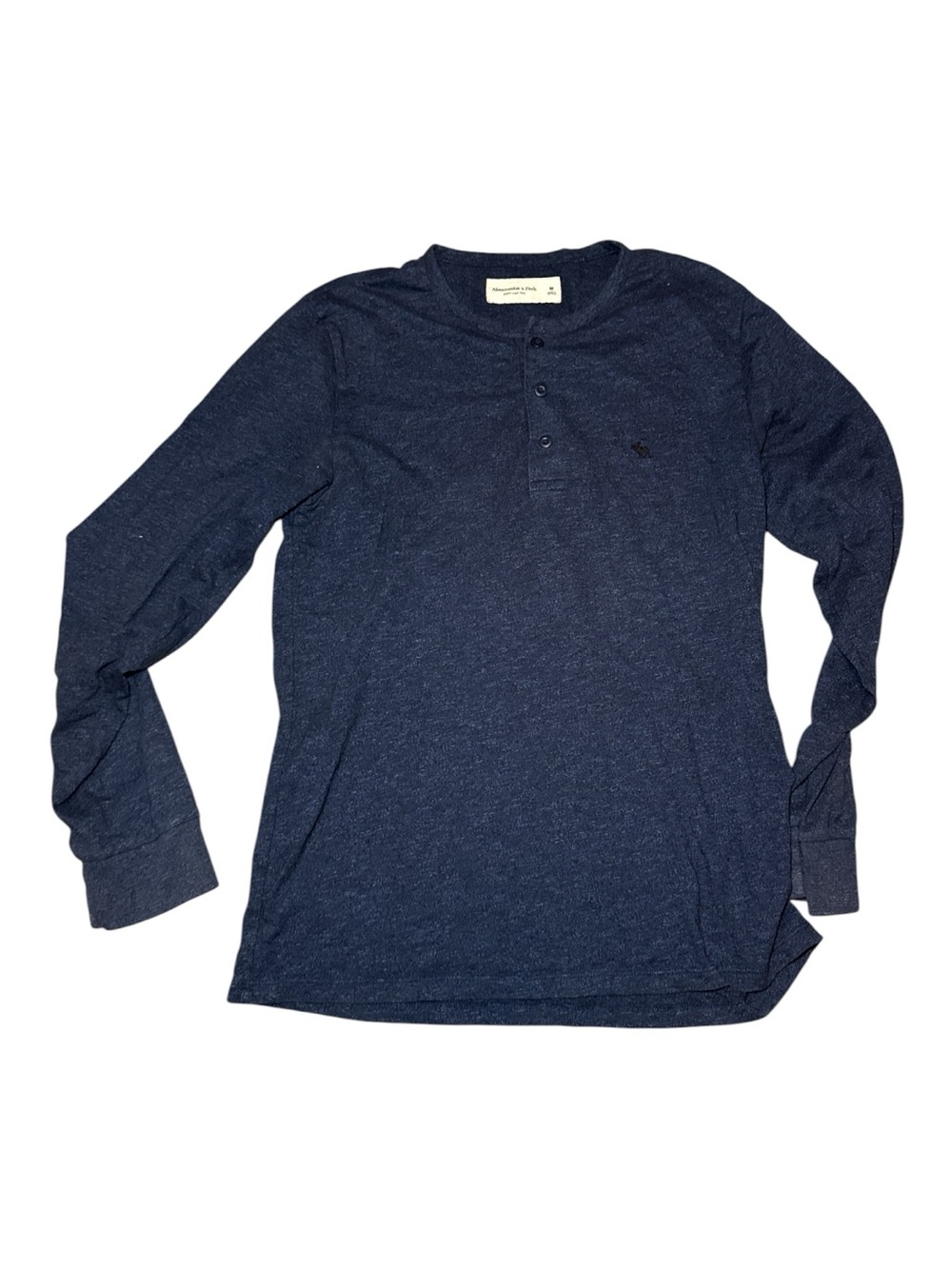 Abercrombie & Fitch Navy Long-Sleeve Soft Henley Shirt Embroidered Logo Medium